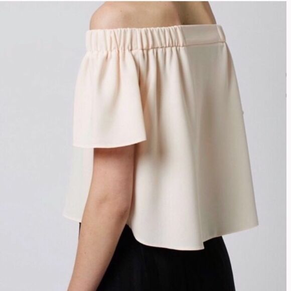 Topshop Bardot Structured Off Shoulder Shirt Blush Cream Size 8 - Picture 15 of 15